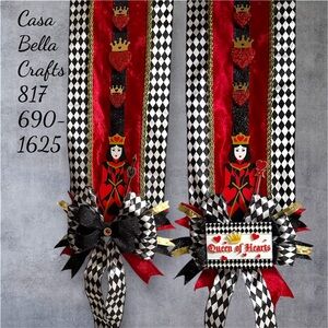 Two sided over the door Queen of Hearts Ribbon Decor enjoy from inside & out